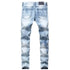 Mid Waisted Jeans Embroider Straight Pants Men's Ripped Jeans